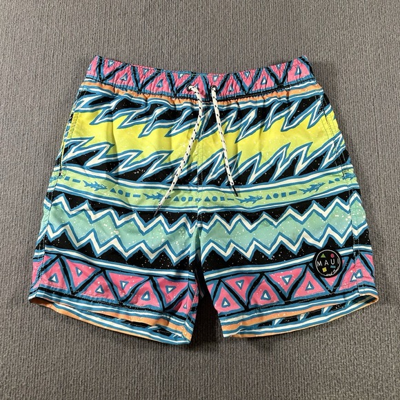 Maui and Sons Mens‎ 6" Stretch Swim Trunks Medium Shorts Lined 90s Island Slice - Picture 2 of 9